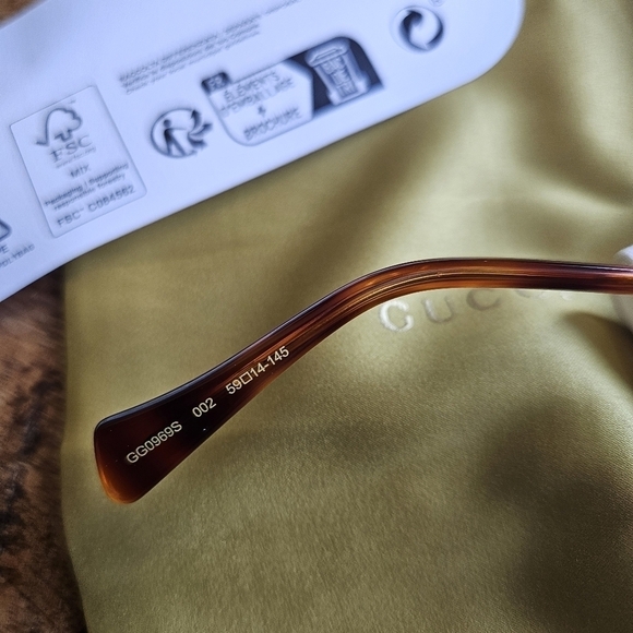 GUCCI Men's 61mm aviator sunglasses Gg0969s Brown Gold Authentic New - Picture 10 of 14